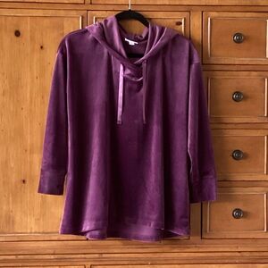 Pure Jill Purple Velour Hooded Sweatshirt Woman’s Size S Petite.